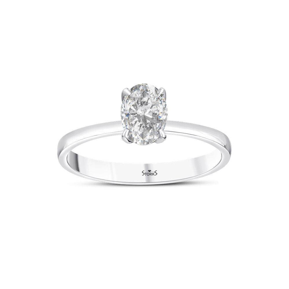 0.74 Karat ovale Diamante solitario Anello