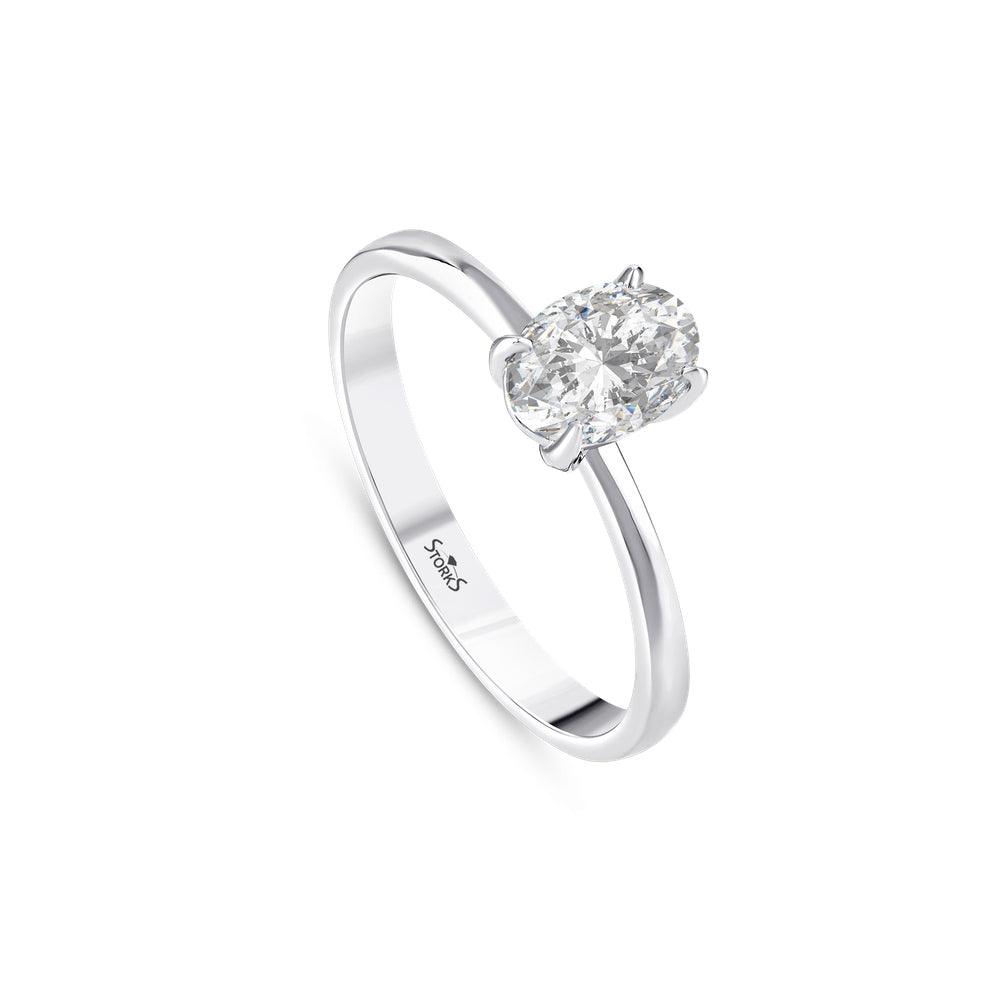 0.74 Karat ovale Diamante solitario Anello