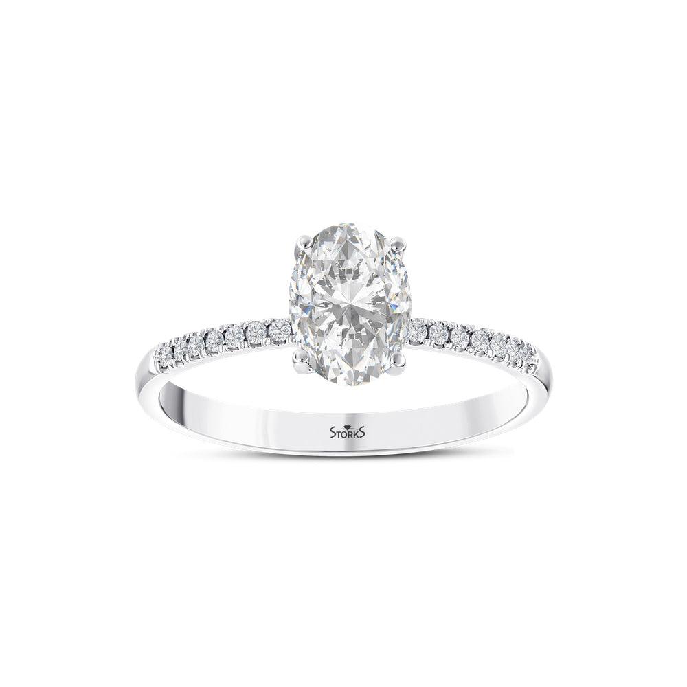 1.09 Karat ovale Solitario Diamante Anello