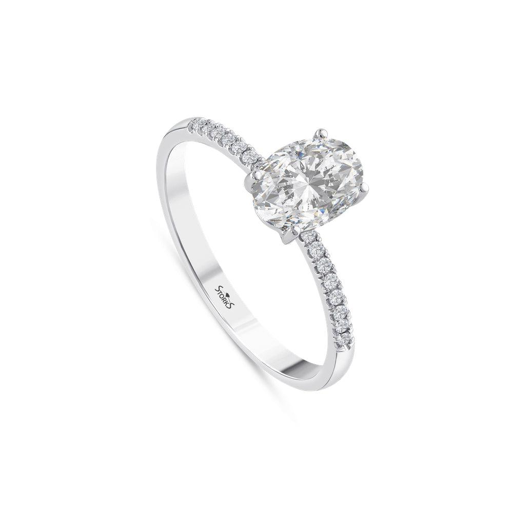 1.09 Karat ovale Solitario Diamante Anello