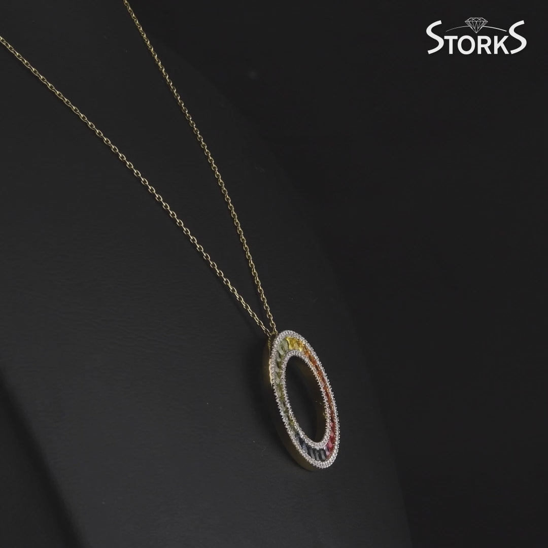 3.58 Karat Rainbow Koleksiyonu Safir ve Pırlantalı Gerdanlık