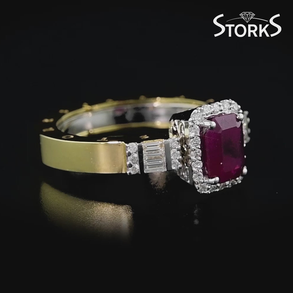 1.55 Karat Yakut Pırlanta Storks Yüzük