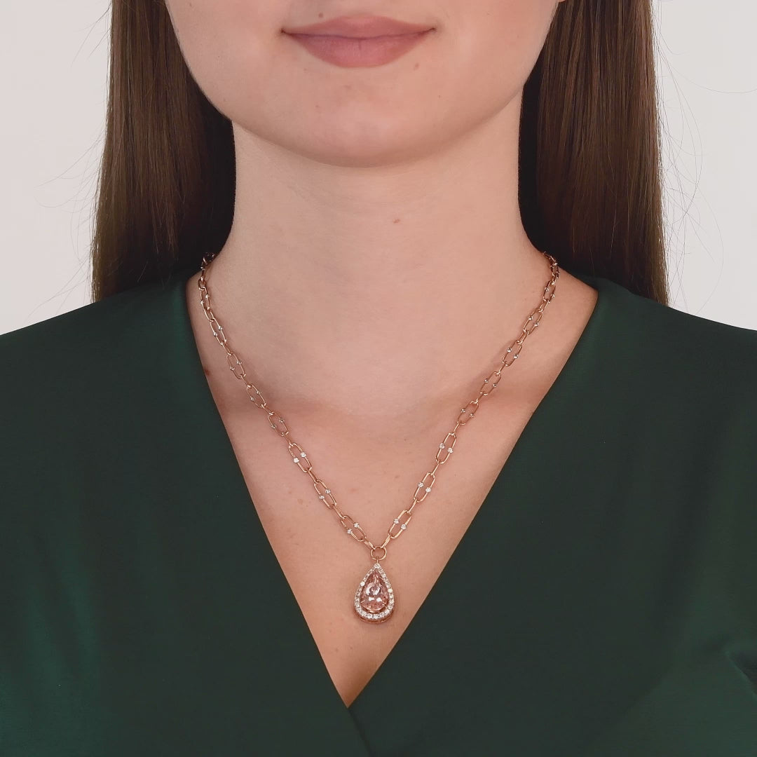 6.61 Karat Cherry Morganite Pırlanta Kolye
