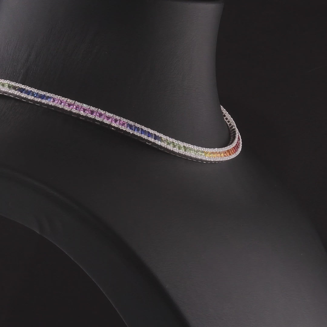18.93 Karat Rainbow Koleksiyonu Safir ve Pırlantalı Gerdanlık
