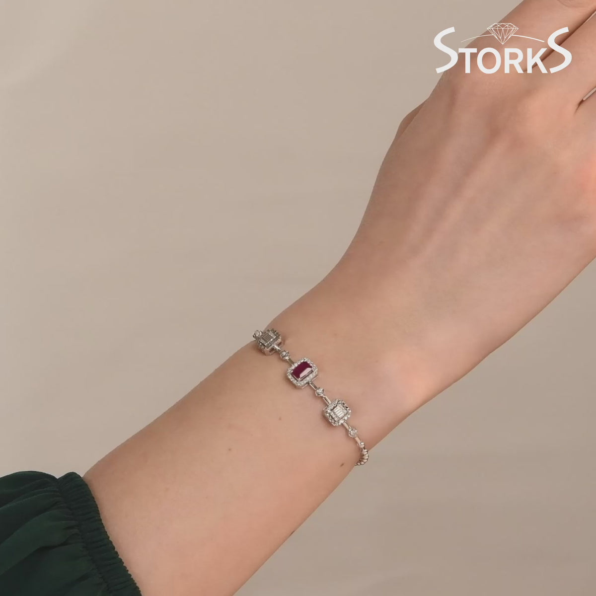 1.00 Karat Pırlanta ve Doğal Yakutlu Laranj Bileklik