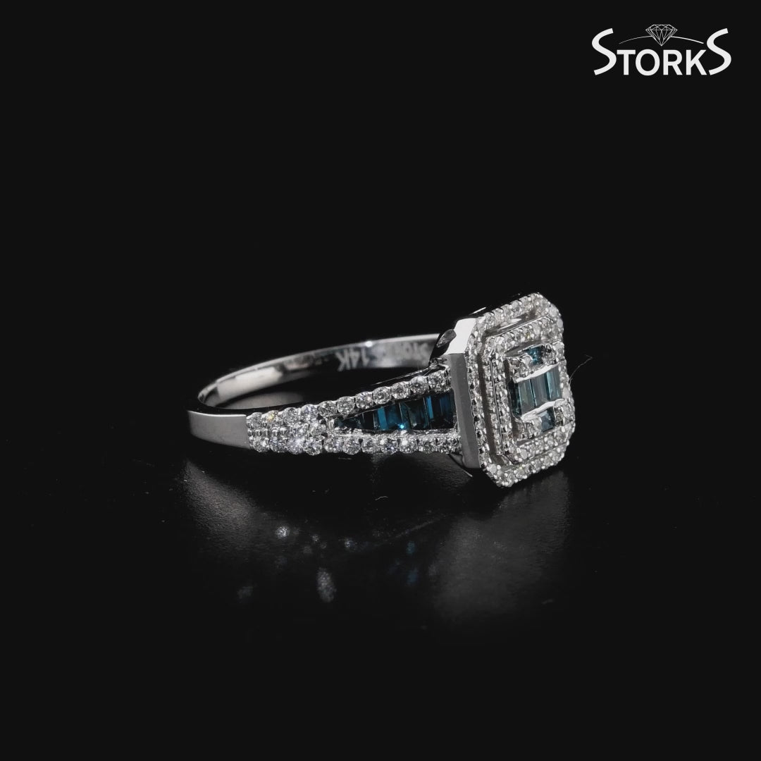 0.76 Karat Deep Blue Baget Yüzük