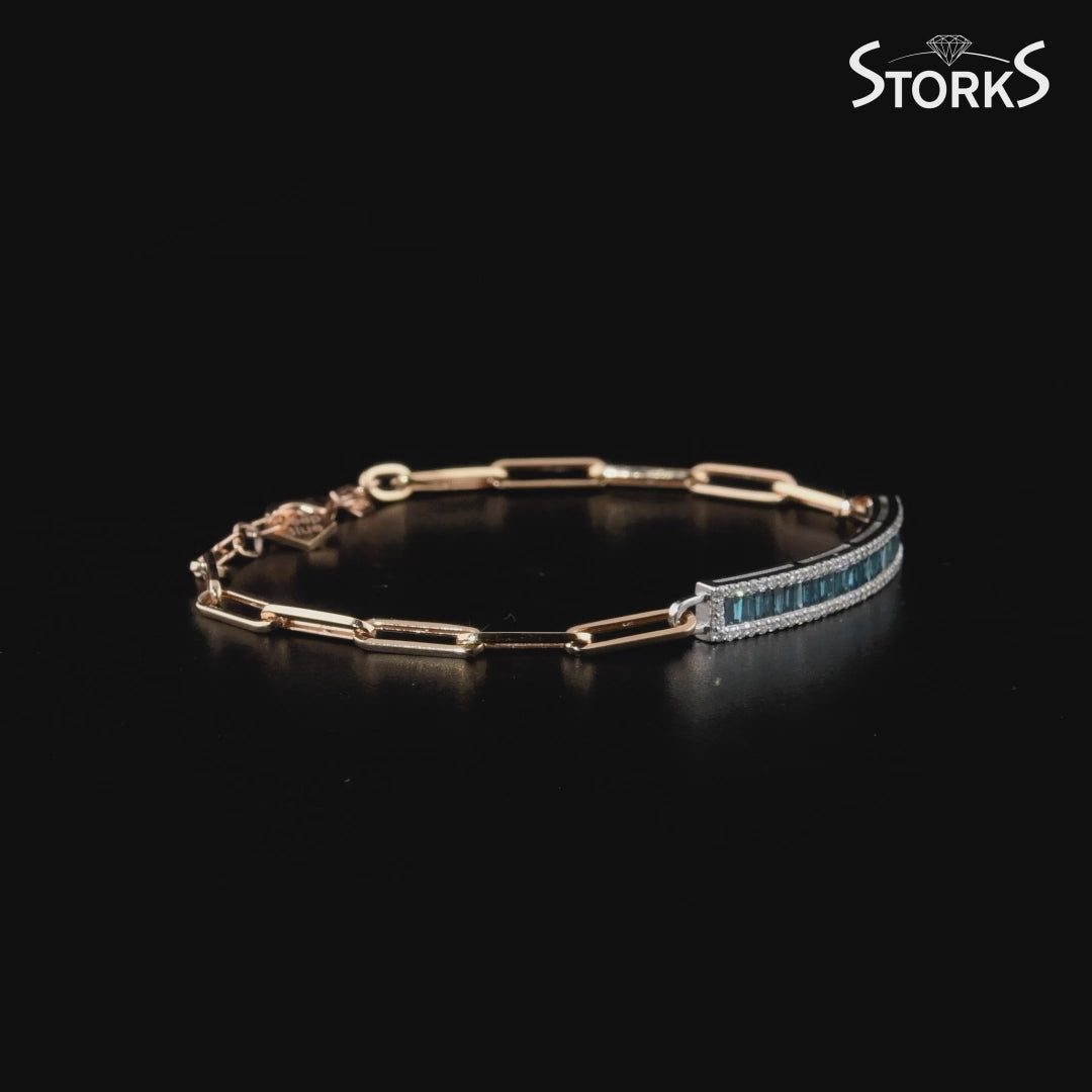 1.02 Karat Mavi Pırlantalı Deep Blue Baget Bileklik
