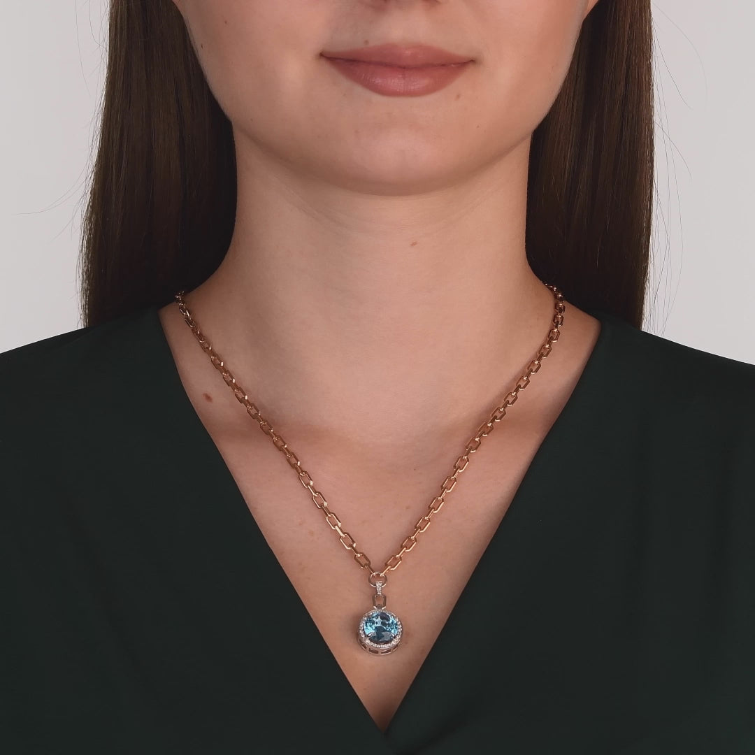 7.71 Karat Cherry Blue Topaz Pırlanta Kolye