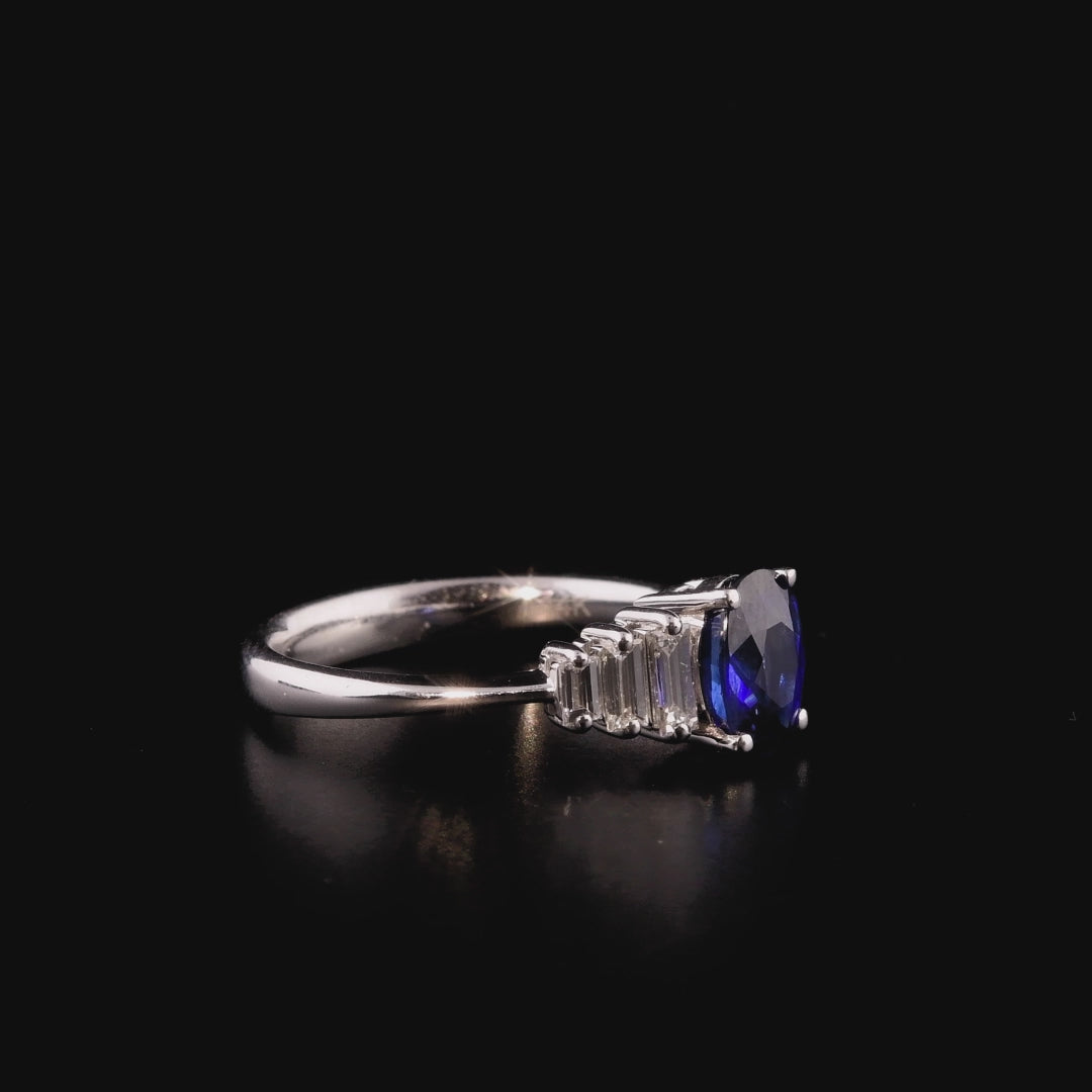 1.93 Karat Safir Baget Pırlanta Yüzük