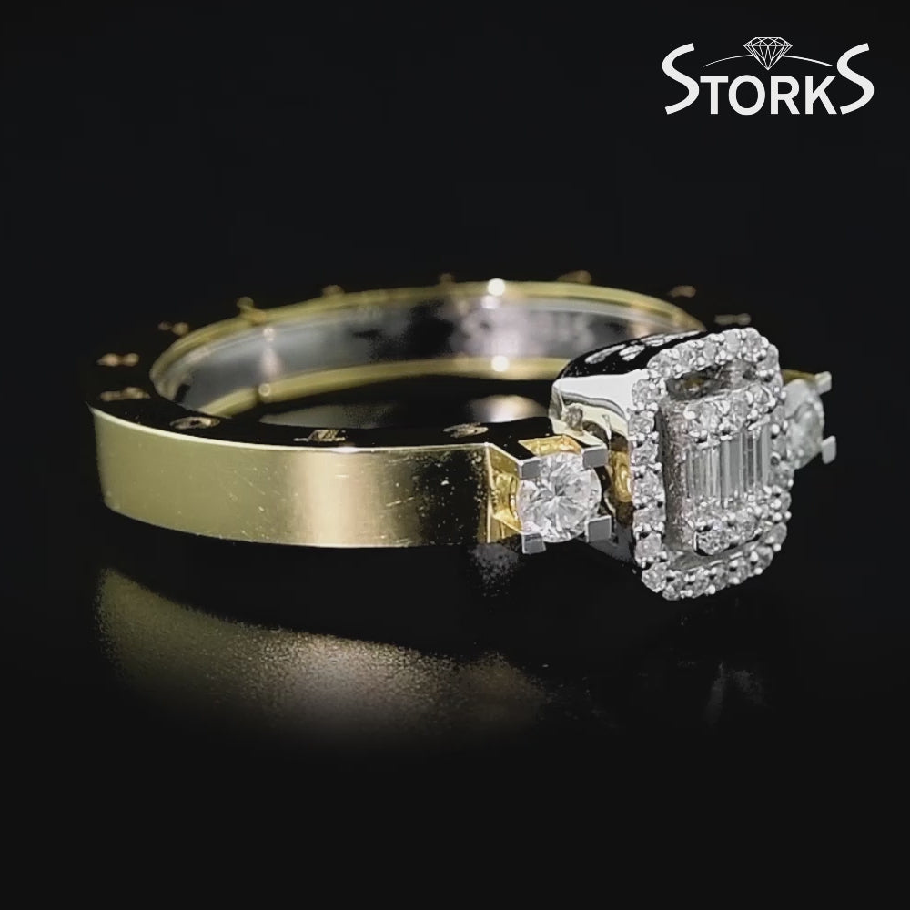 0.38 Karat Baget Pırlanta Storks Yüzük