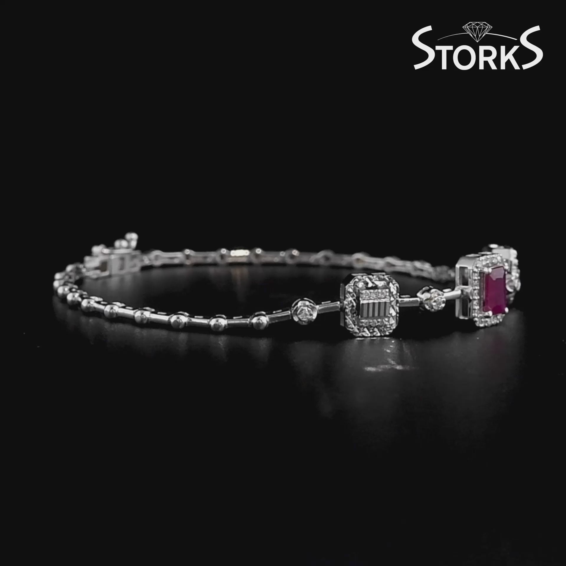 1.00 Karat Pırlanta ve Doğal Yakutlu Laranj Bileklik