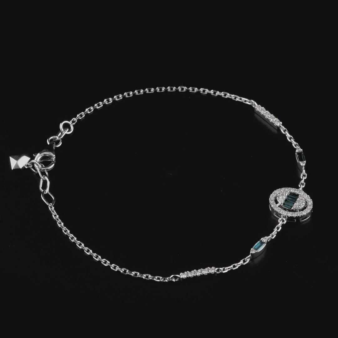 0.39 Karat Mavi Pırlantalı Deep Blue Baget Bileklik