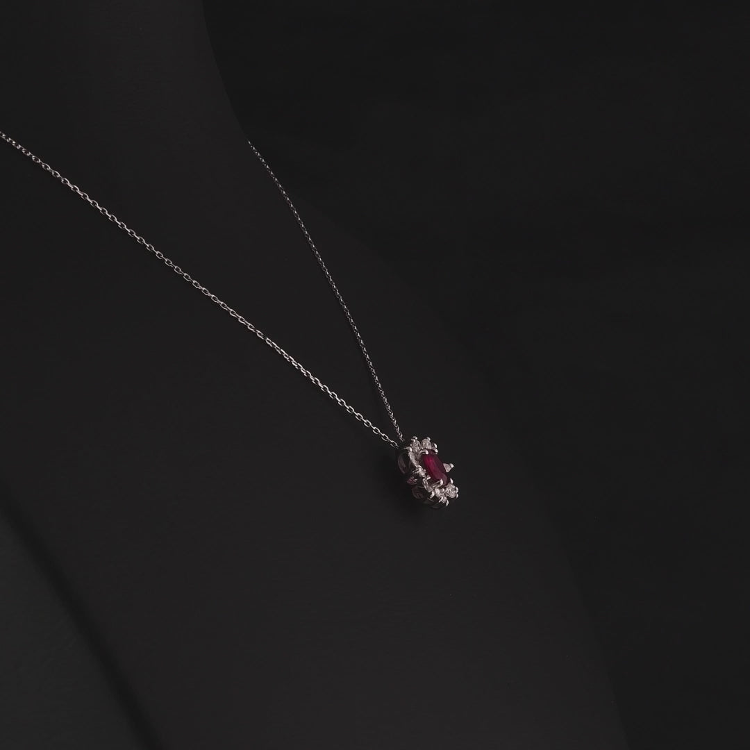 0.94 Karat Flora Yakut Markiz Pırlanta Kolye