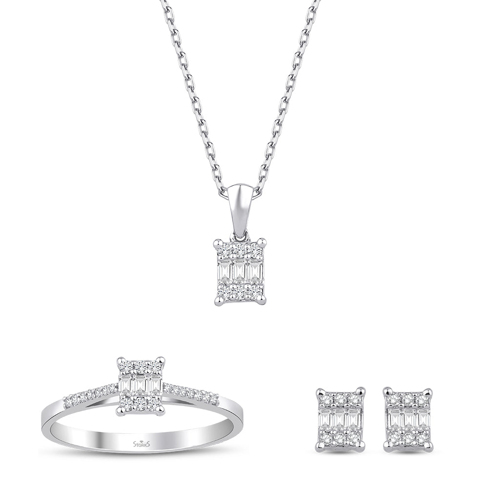 0.48 Karat Laranj Baget Pırlanta Set