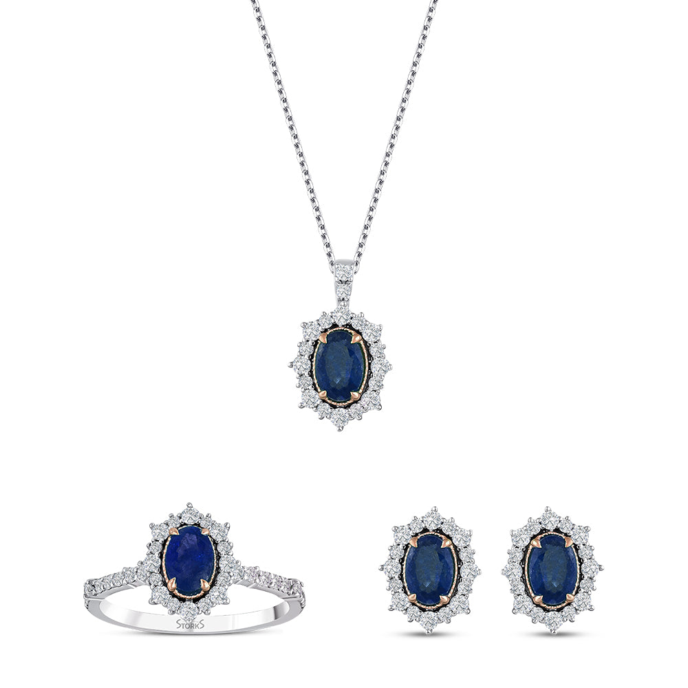 3.01 Karat Laranj Safir Pırlanta Set