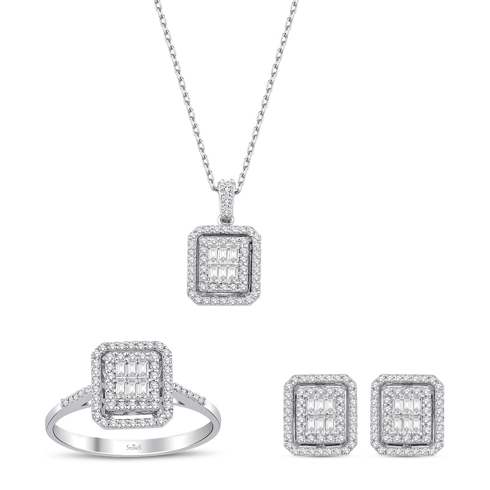 1.26 Karat Laranj Baget Pırlanta Set