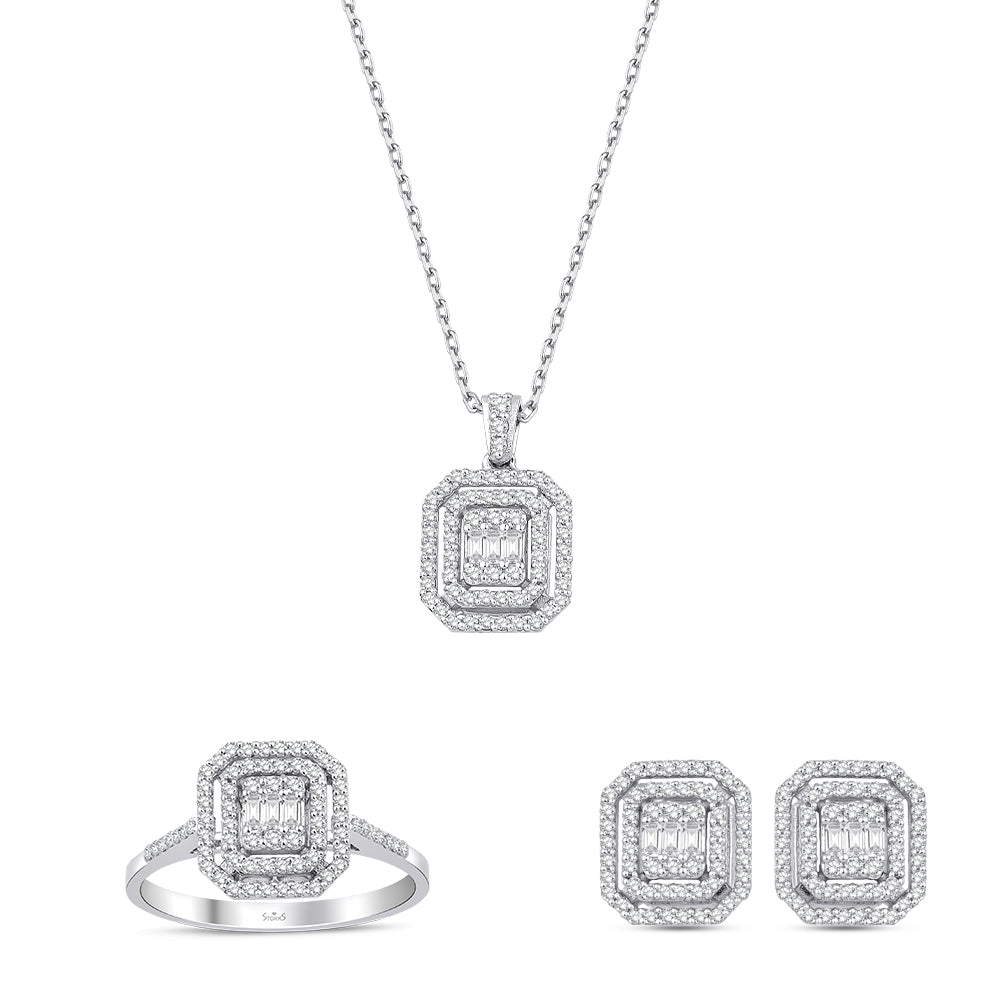 0.97 Karat Laranj Baget Pırlanta Set