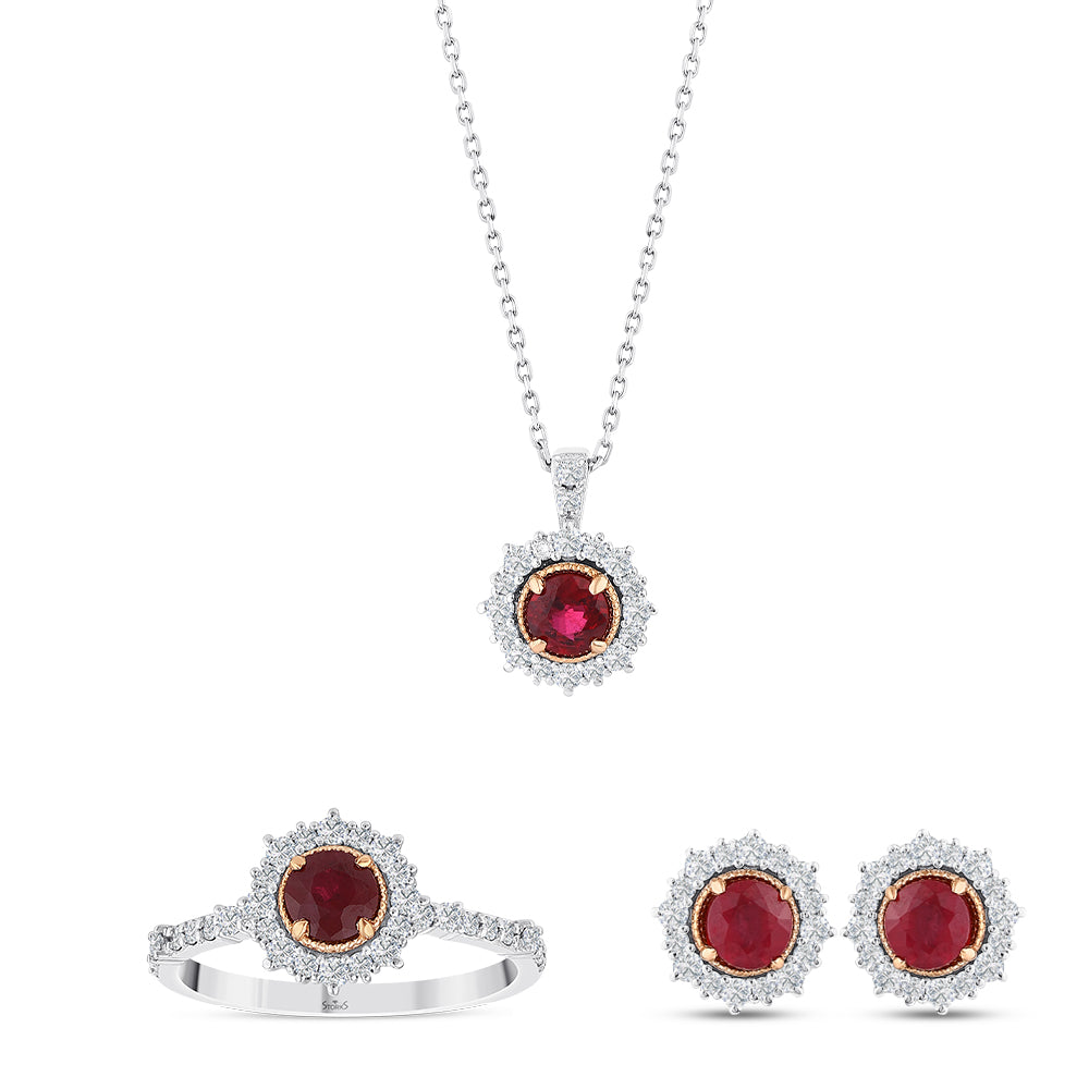 2.58 Karat Laranj Yakut Pırlanta Set