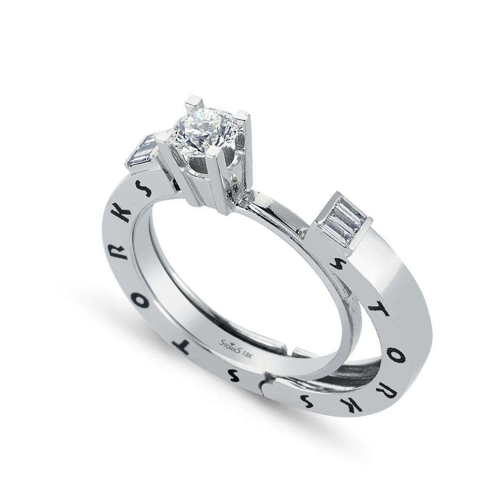 0.60 Karat Baget Diamante Storks Anello