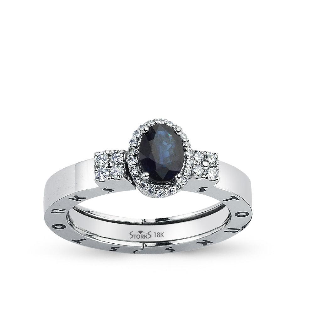 0.88 Karat ovale Safir Diamante Storks Anello