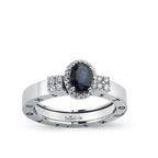 0.88 Karat Oval Safir Pırlanta Storks Yüzük