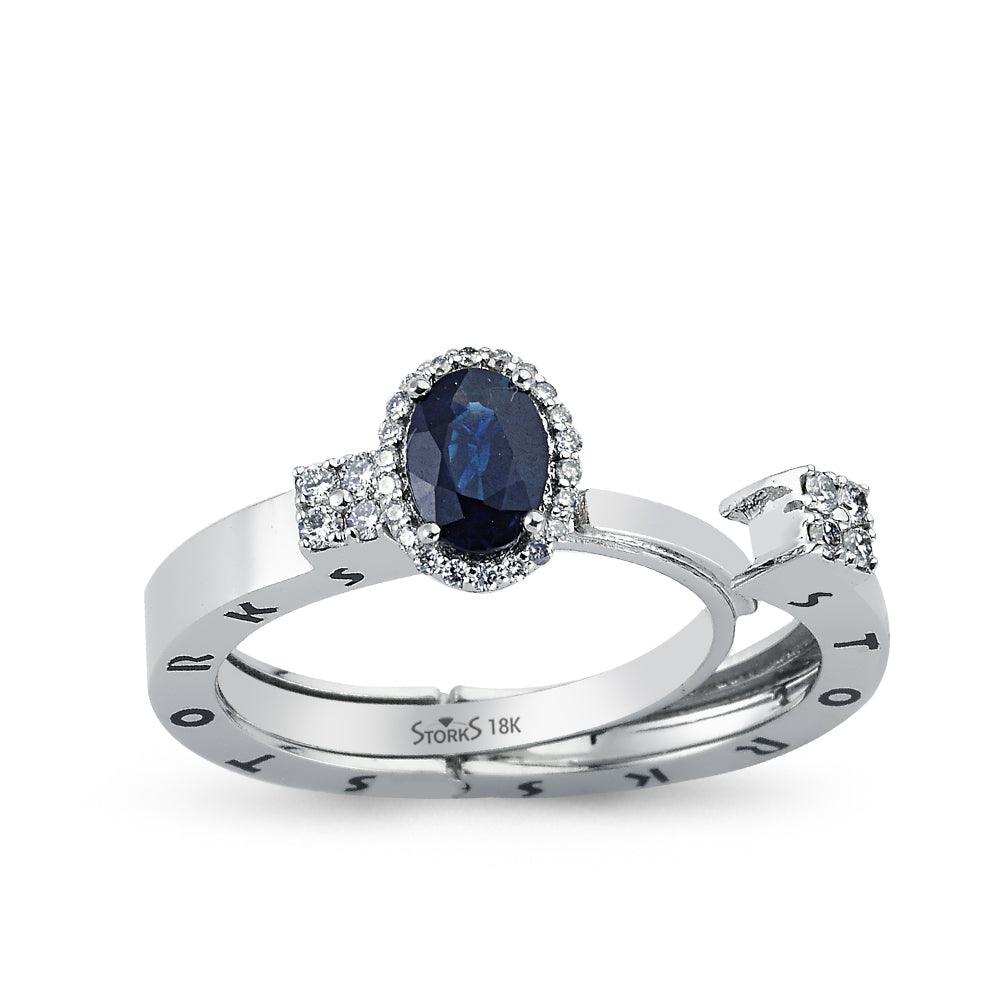 0.88 Karat ovale Safir Diamante Storks Anello