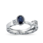 0.88 Karat Oval Safir Pırlanta Storks Yüzük
