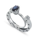 0.88 Karat Oval Safir Pırlanta Storks Yüzük