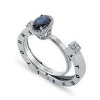 0.88 Karat Oval Safir Pırlanta Storks Yüzük