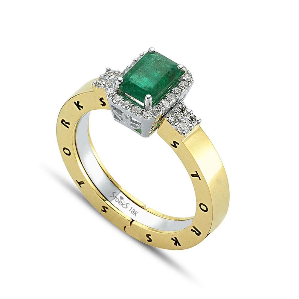 1.23 Karat Zümrüt Diamante Storks Anello