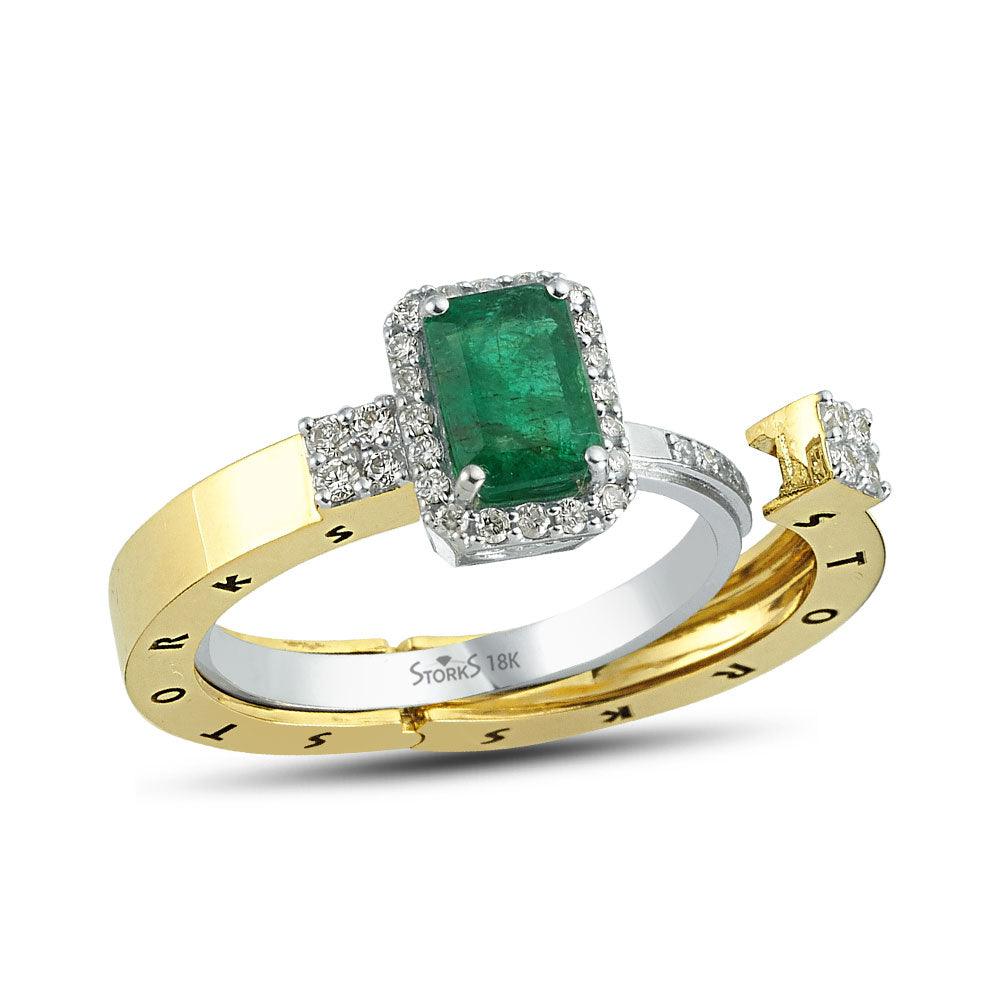 1.23 Karat Zümrüt Diamante Storks Anello