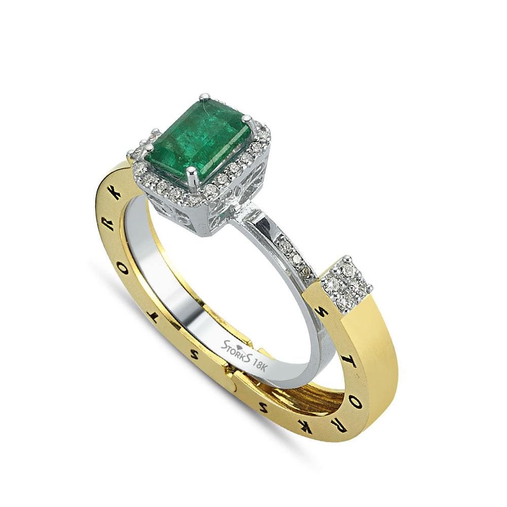 1.23 Karat Zümrüt Diamante Storks Anello