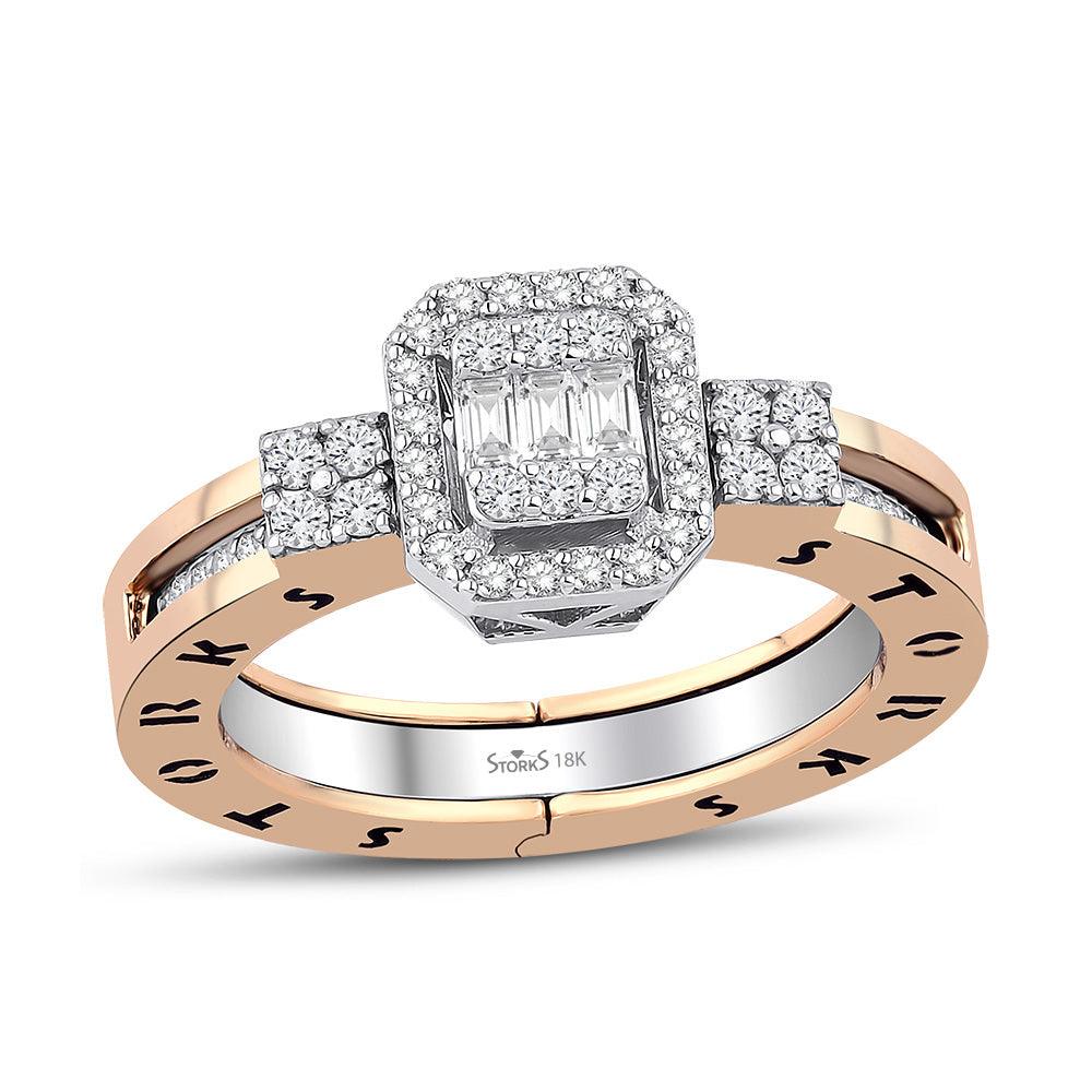 0.46 Karat Storks classico Baget Diamante Evlilik Teklifi Yüzüğü