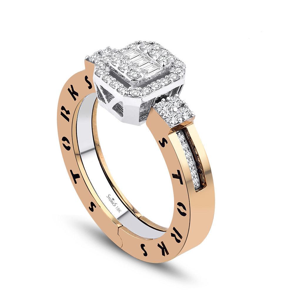 0.46 Karat Storks classico Baget Diamante Evlilik Teklifi Yüzüğü