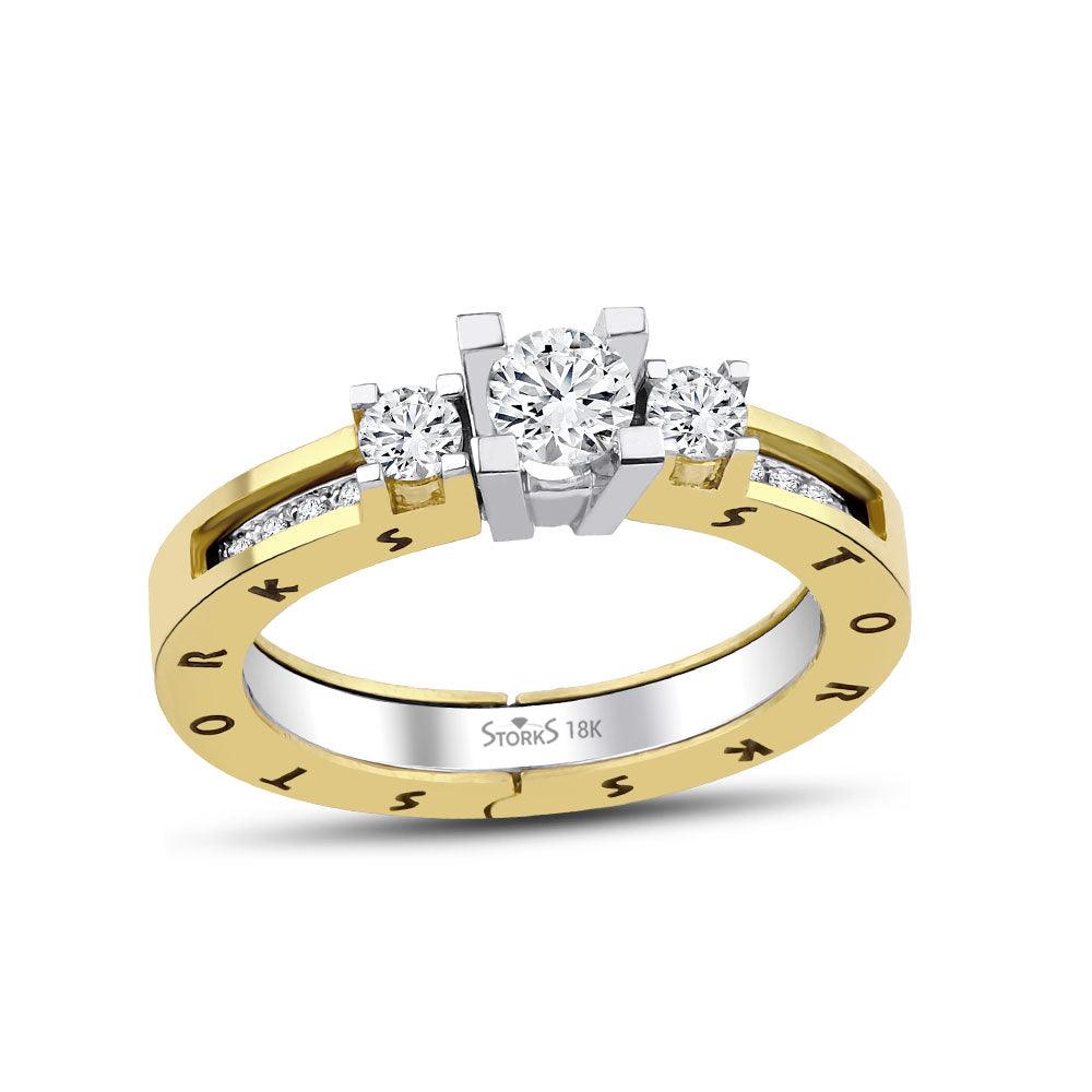 0.72 Karat Tria Diamante Storks Anello