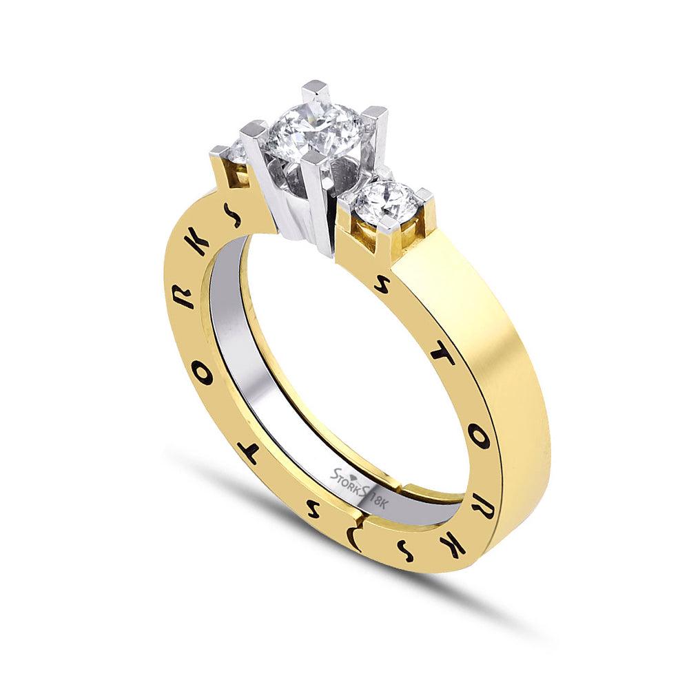 0.80 Karat Tria Diamante Storks Anello