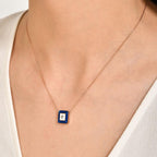 0.03 Karat Diamante Lacivert Mineli Collana