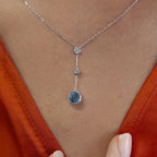 1.95 Karat Diamante Blue Topaz Collana