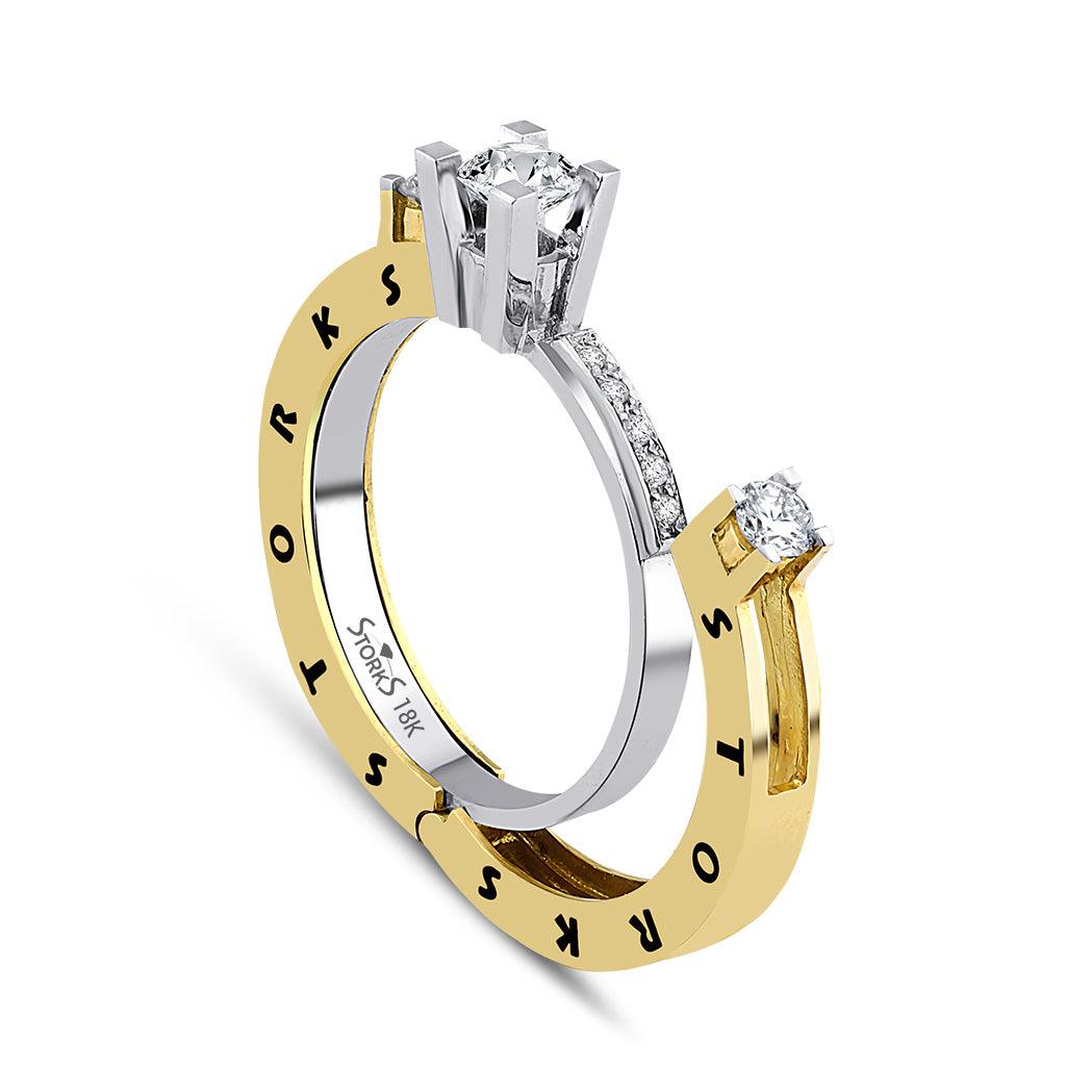 0.72 Karat Tria Diamante Storks Anello