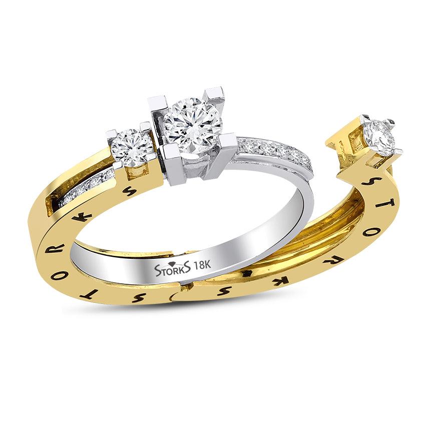 0.72 Karat Tria Diamante Storks Anello