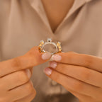0.72 Karat Tria Diamante Storks Anello