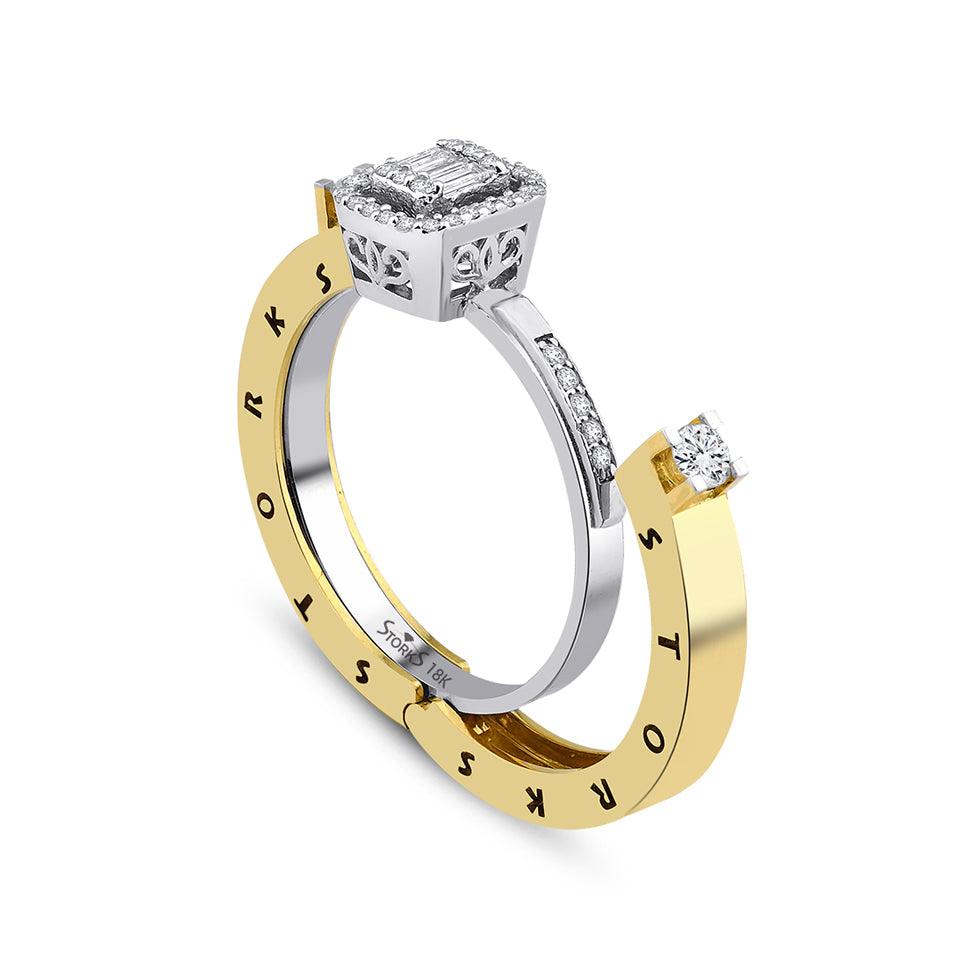 0.38 Karat Baget Diamante Storks Anello
