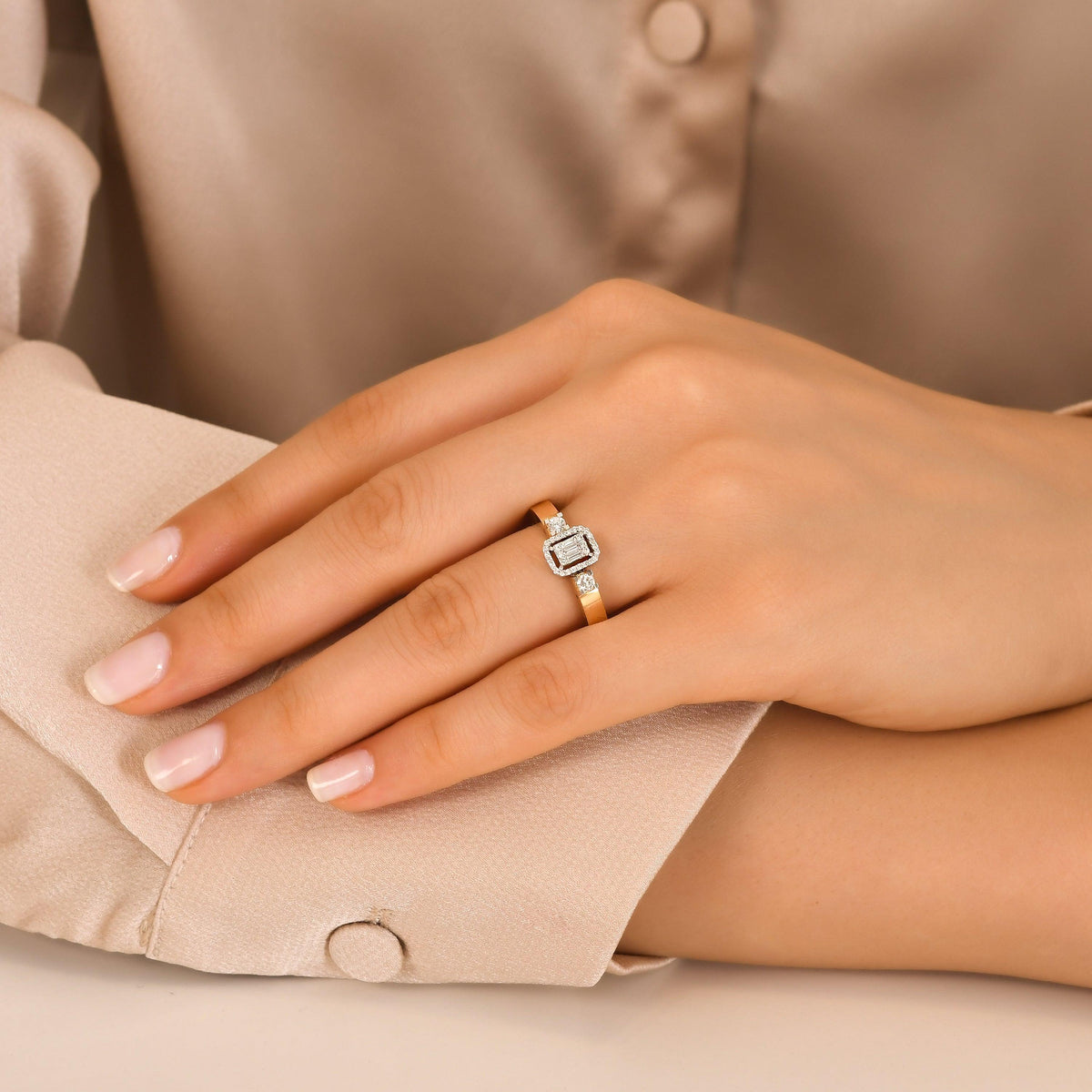 0.38 Karat Baget Diamante Storks Anello