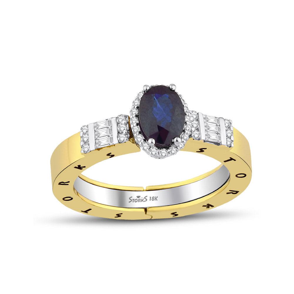 1.15 Karat Safir Diamante Storks Anello