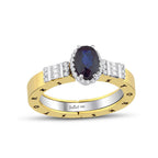 1.15 Karat Safir Diamante Storks Anello