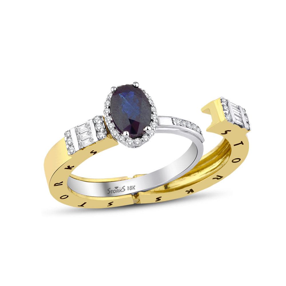 1.15 Karat Safir Diamante Storks Anello