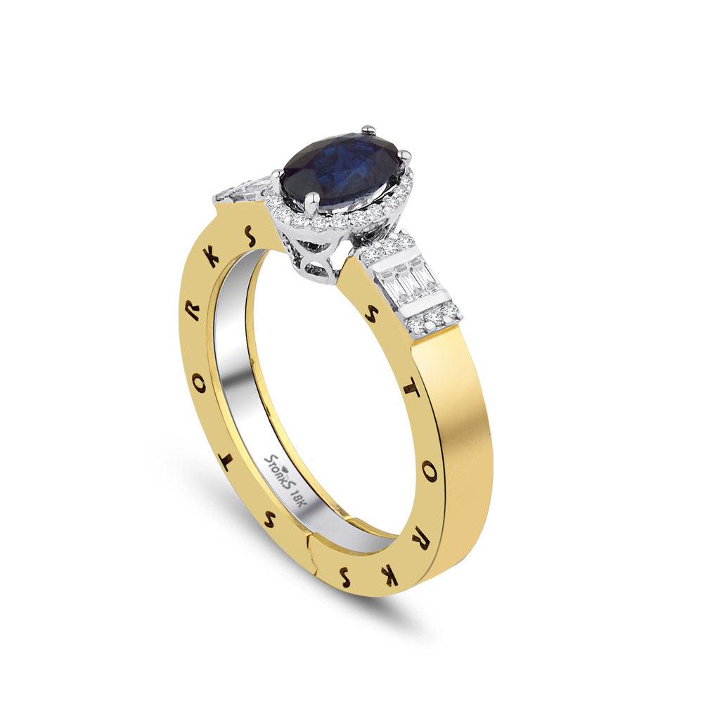 1.15 Karat Safir Diamante Storks Anello